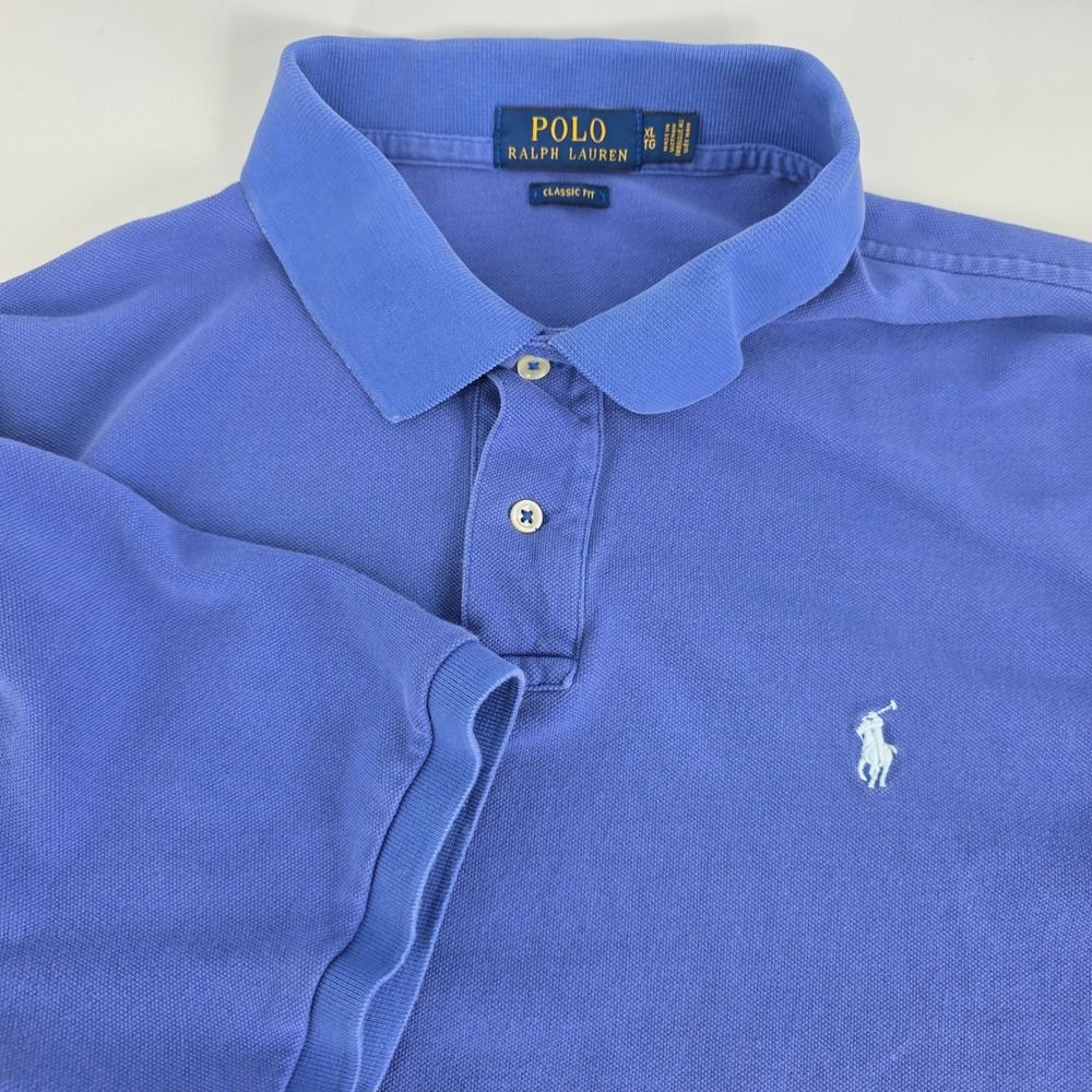 Polo Ralph Lauren Polo Shirt Mens XL Classic Cotton Pique Blue Heritage Casual - Picture 1 of 8